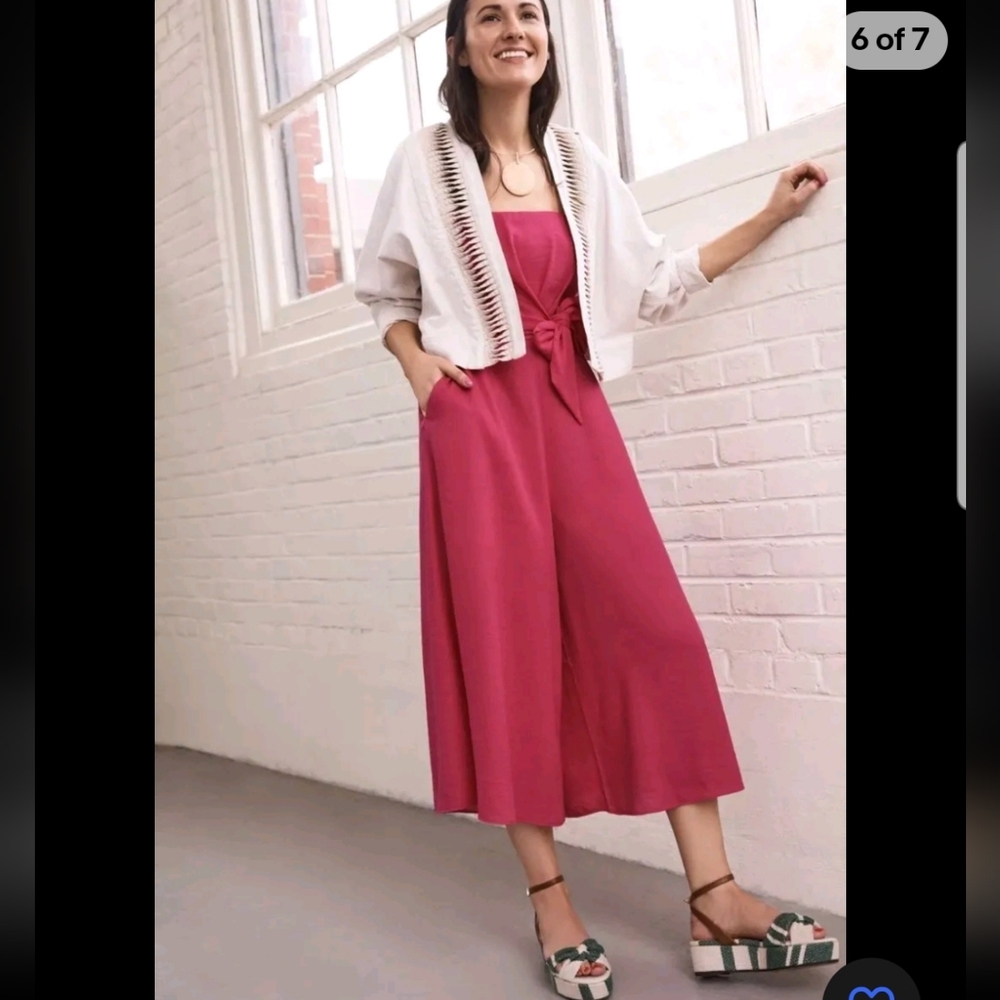 Meave Anthropologie $148 Pink Strapless Brin Jumpsuit By Meave Size 2 - Picture 5 of 16